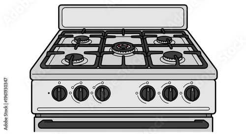 Gas Stove Cooktop with Four Burners.