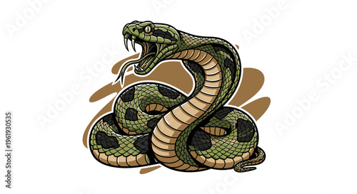 Green snake with open mouth.