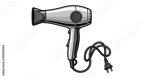 Hair dryer with power cord attached.
