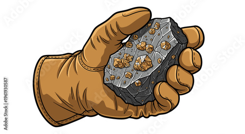 Hand holding a gold nugget tightly.