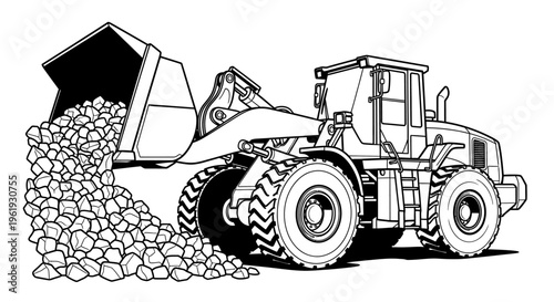 Heavy duty tractor with large tires.