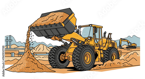 Heavy duty yellow construction loader machine.