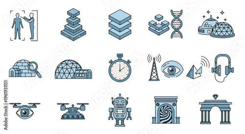 Set of Future Technology and Science Icons