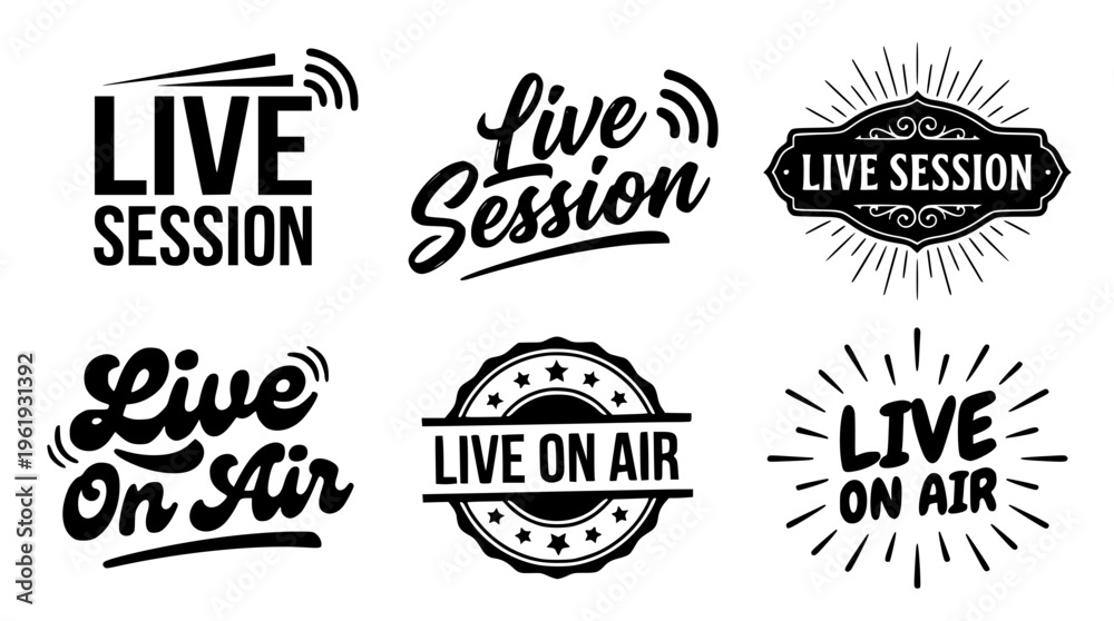 Fototapeta premium Live session and on air vector graphic designs collection