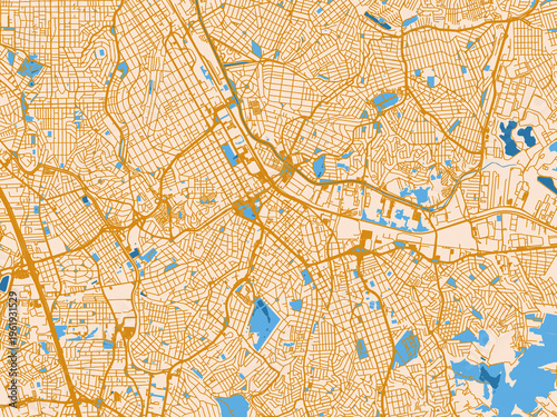 Konstfotografi City layout poster — Santo Andre, Brazil – gold and blue map palette