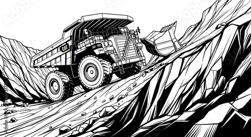 Large mining truck on a slope.