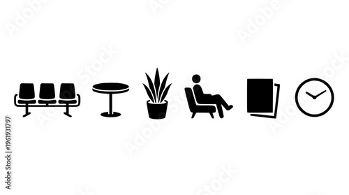 Modern office waiting area with furniture and decor