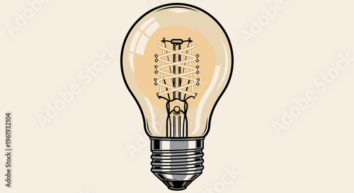 Light Bulb With Filament Inside.