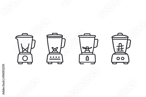 Collection of four different blender icons in a line on a white background