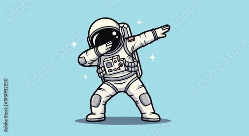 Astronaut Doing Dab Pose Illustration.