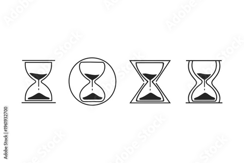 Collection of four hourglass icons representing the passage of time and measurement