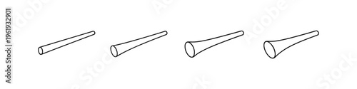 Four abstract conical tubes showing gradual expansion from left to right