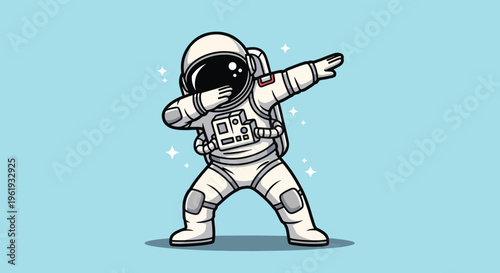 Cute Astronaut Doing Dab Dance Pose Cartoon.