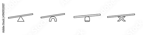 Collection of simple line drawings of seesaws with different bases