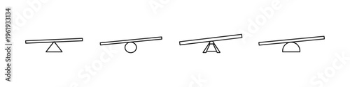 Simple line drawings of seesaws with different bases on a white background