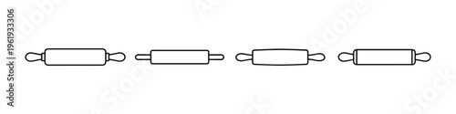 Collection of four simple line art rolling pins for baking and cooking