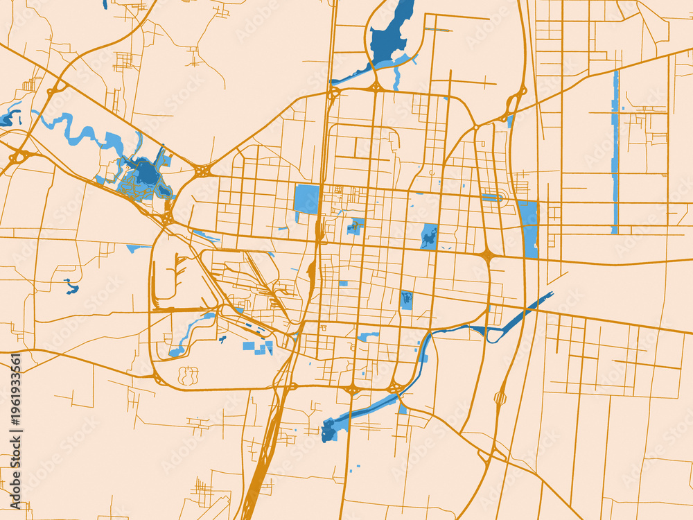 Naklejka premium Simplified city layout of Handan, China