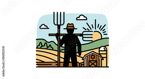 Man wearing a hat holding pitchfork 1.