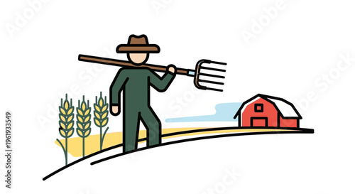 Man wearing a hat holding pitchfork.