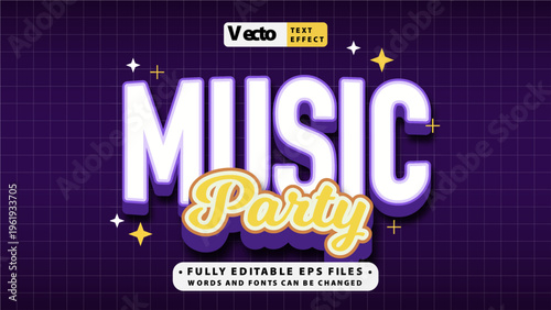Music Party text effect editable eps cc