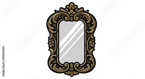 Ornate gold antique mirror frame.