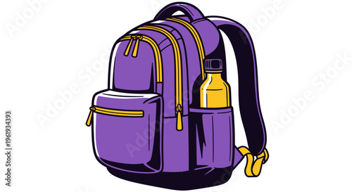 Purple Backpack with Yellow Accents.