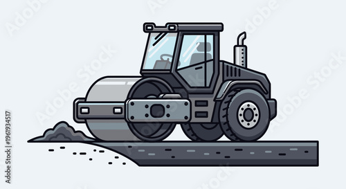 Road roller machine for construction work.