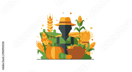 Scarecrow in farm field setting.