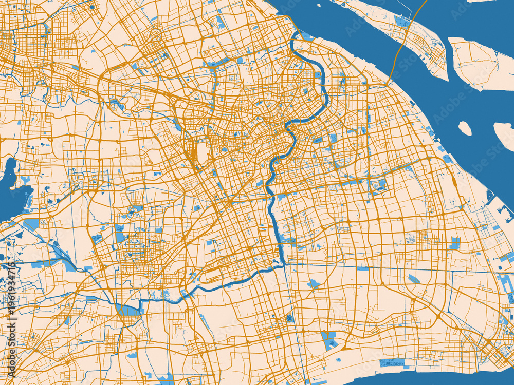 Fototapeta premium Shanghai – street map, China