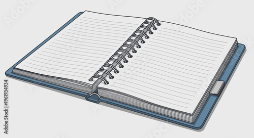 Spiral Bound Lined Notebook Open.