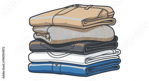 Stack of neatly folded colorful shirts.