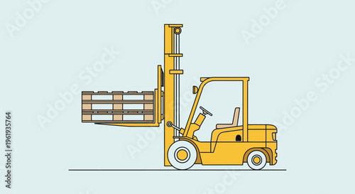 Yellow Forklift with a Pallet Load.