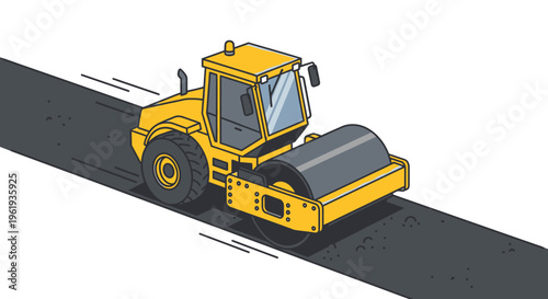 Yellow road roller machine vehicle 1.