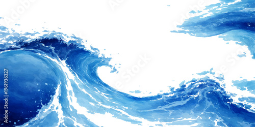 Fresh blue liquid water splash with clear bubbles and flowing ripples isolated on a white background for a clean and transparent nature surface