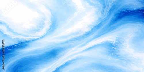 Abstract blue sky cloudscape with beautiful white fluffy clouds and sunlight waves in a bright summer atmosphere