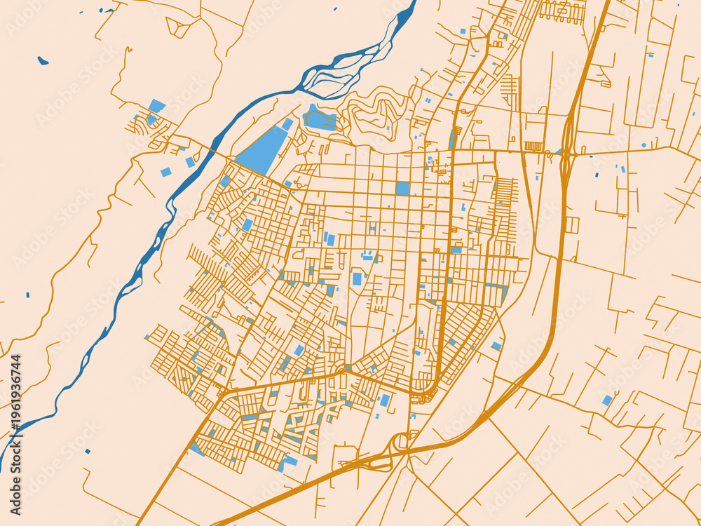 Fototapeta premium Geographic city layout of Quillota, Chile