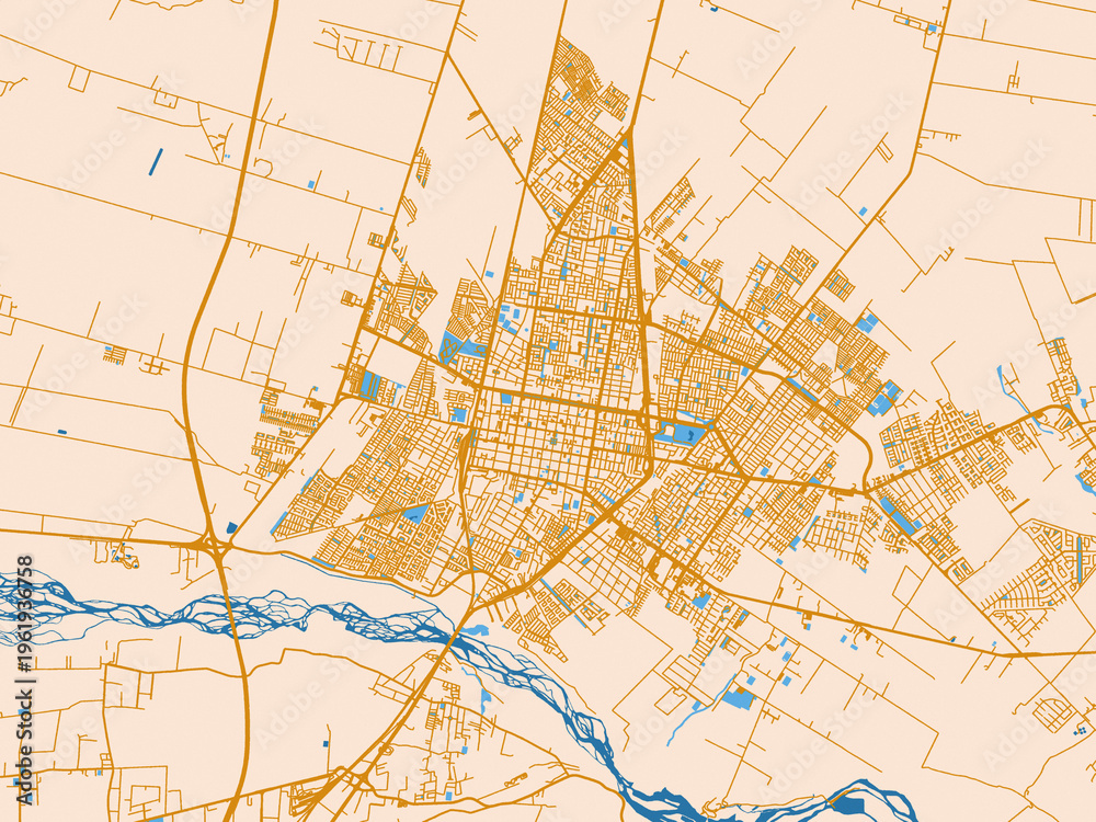 Fototapeta premium Geographic city layout of Rancagua, Chile