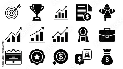 Vector Icon Sheet of Business and Finance Symbols