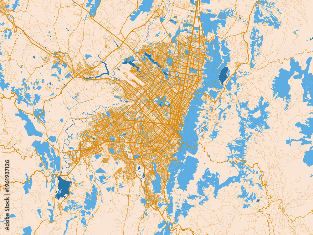 Fototapeta premium Urban grid map of Bogota, Colombia