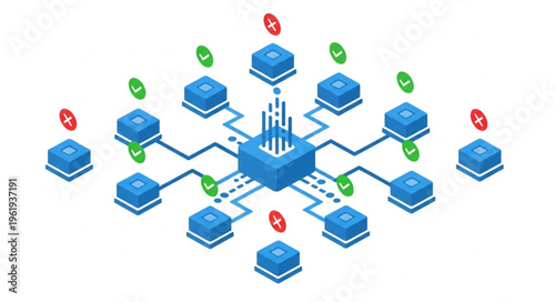Isometric Network of Connected Servers with Data Flow and Validation.