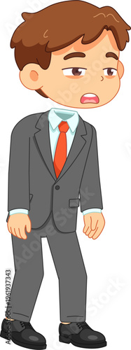 Tired businessman in a suit looking exhausted and defeated