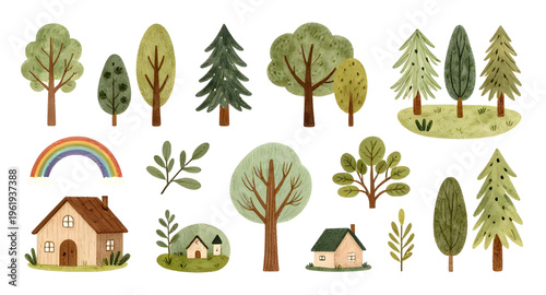 tree, cartoon, trees, cute, nature, plant, forest, garden, foliage, leaf, leaves, green, branch, trunk, wood, landscape, park, outdoor, environment, ecology, eco, organic, growth, spring, summer, flor