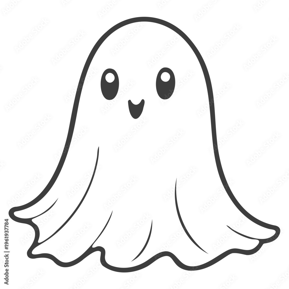 Fototapeta premium A cute cartoon ghost character with a smiling face and a playful design