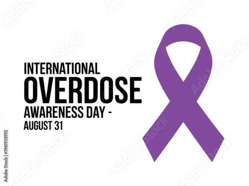 International Overdose Awareness Day poster with purple ribbon on white background