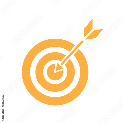 Orange graphic icon shows an arrow perfectly hitting the center bullseye of a circular target symbol.