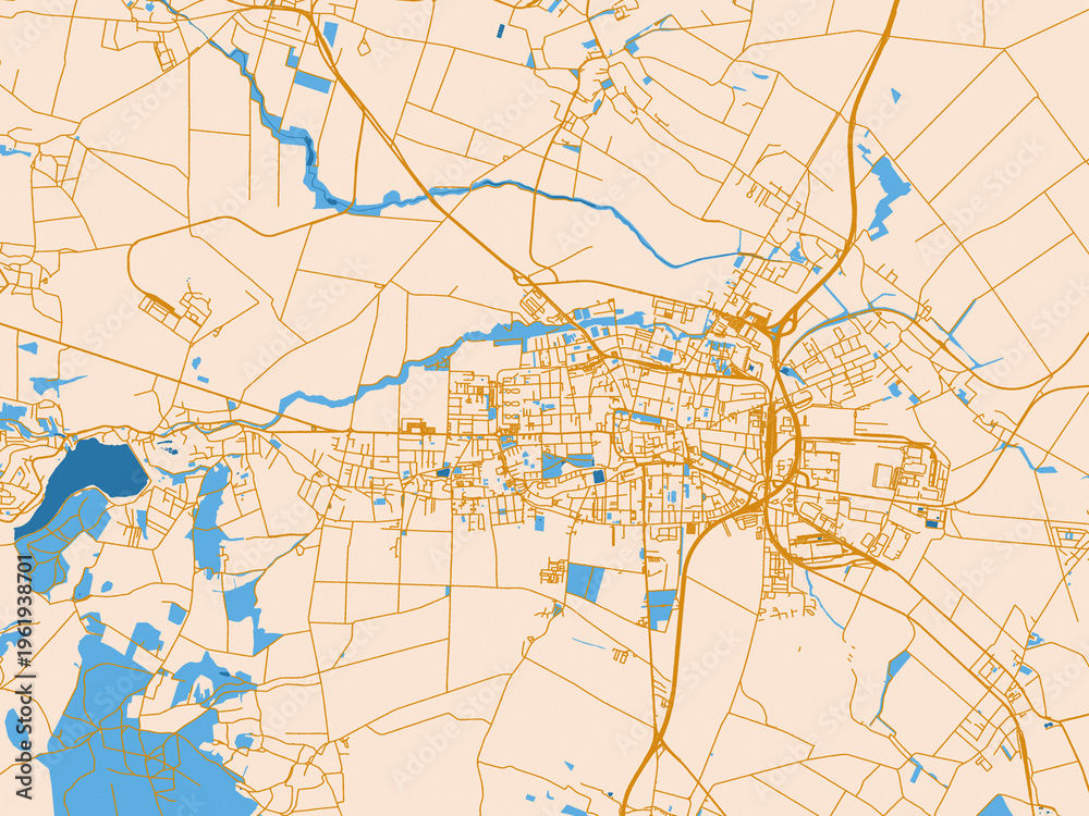 Fototapeta premium City street layout of Prostejov, Czechia