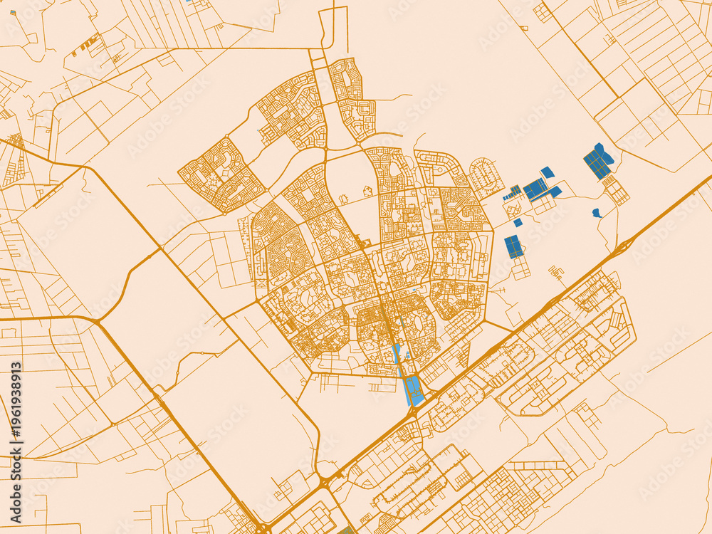 Fototapeta premium City cartography of Al 'Ashir min Ramadan, Egypt