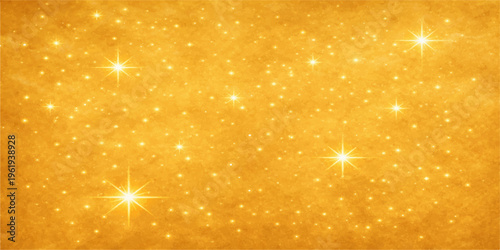 Golden Christmas background featuring sparkling stars and snowflakes on a shiny winter holiday backdrop with elegant gold glitter bokeh and bright celebration lights for a festive New Year design