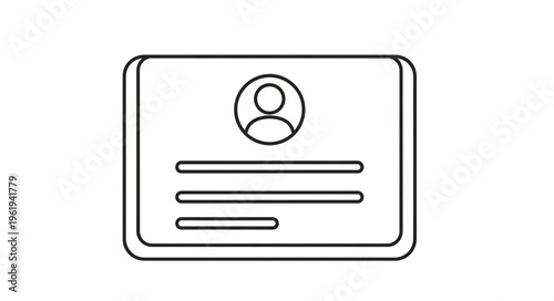 Simple Line Art Illustration of a Business Card or ID Card.