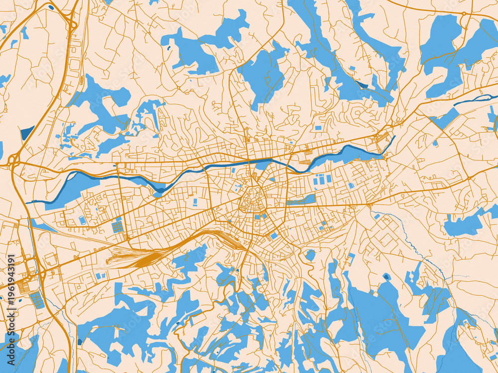 Fototapeta premium City cartography of Brive-la-Gaillarde, France